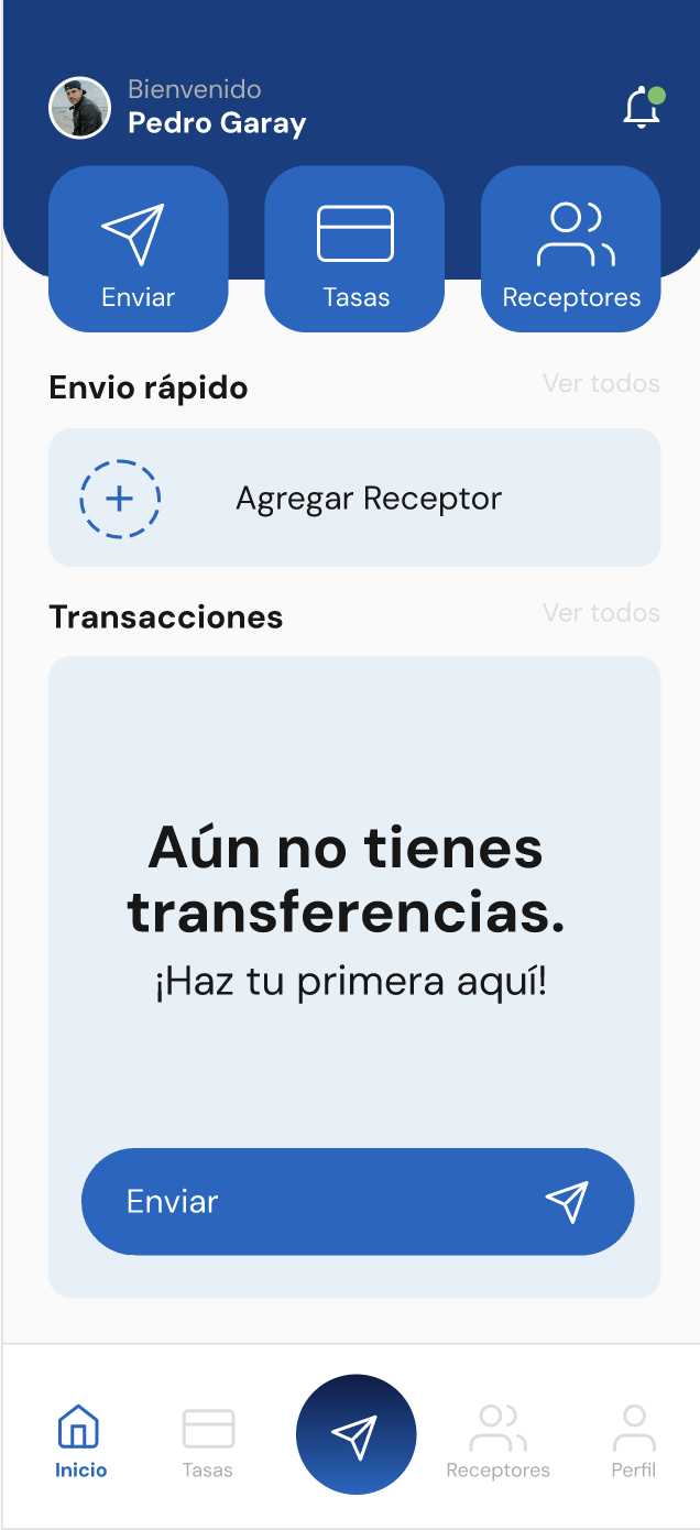 Pantalla de inicio de la aplicación Cambios Polar
